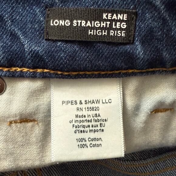Veronica Beard Blue Denim Keane Raw Long Straight Leg Split Hem High Rise Size30 - Picture 12 of 12